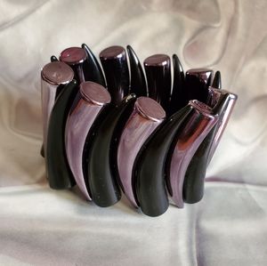 B315 Toned Curved Spiked Stretch Bracelet